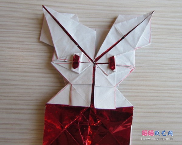 可爱的蝴蝶结KITTY猫折纸教程步骤10