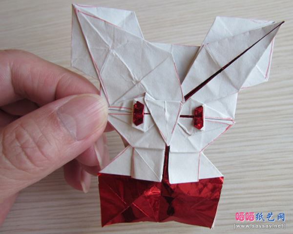 可爱的蝴蝶结KITTY猫折纸教程步骤16