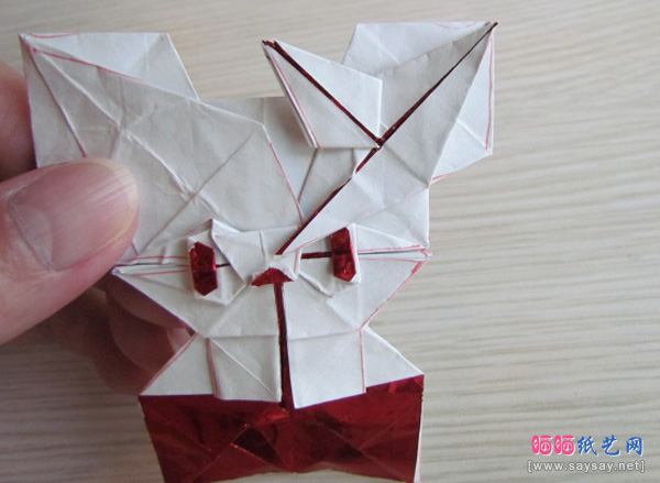 可爱的蝴蝶结KITTY猫折纸教程步骤22