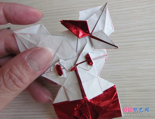 可爱的蝴蝶结KITTY猫折纸教程步骤30