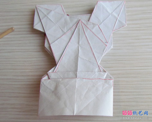 可爱的蝴蝶结KITTY猫折纸教程步骤46