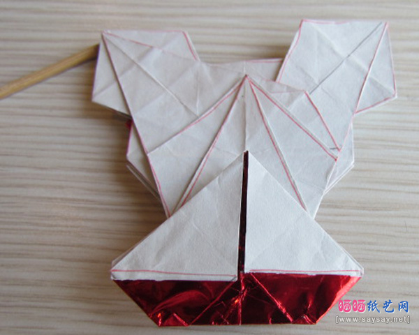 可爱的蝴蝶结KITTY猫折纸教程步骤49