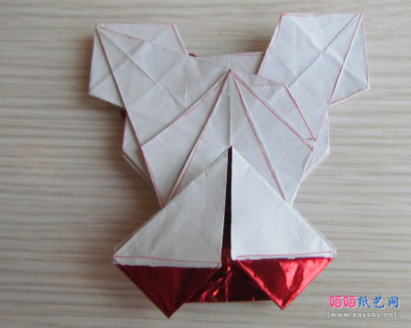 可爱的蝴蝶结KITTY猫折纸教程步骤48