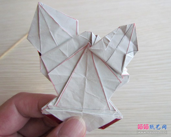 可爱的蝴蝶结KITTY猫折纸教程步骤58