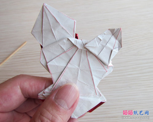 可爱的蝴蝶结KITTY猫折纸教程步骤59