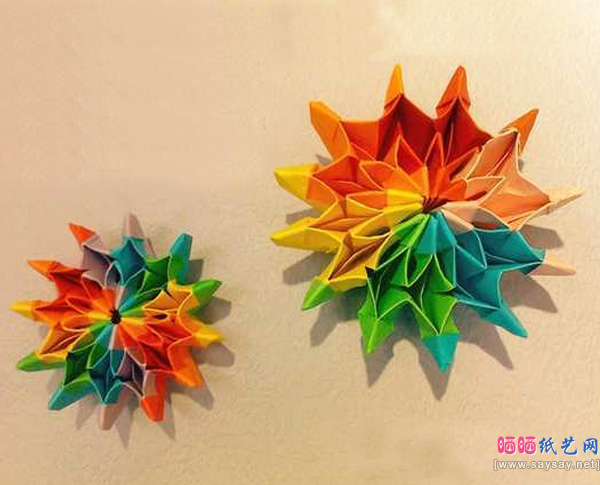 漂亮烟花折纸手工实拍教程完成效果图