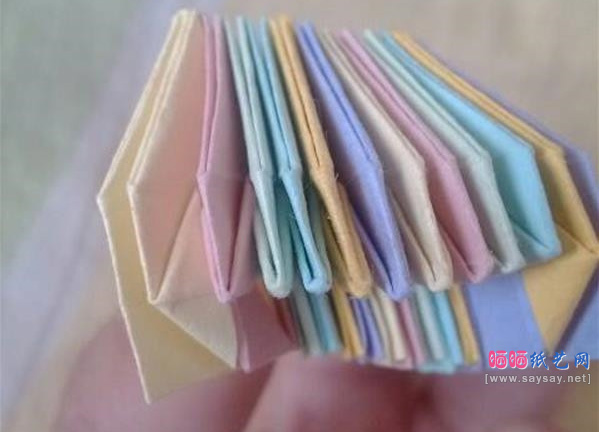 漂亮烟花折纸手工实拍教程步骤30