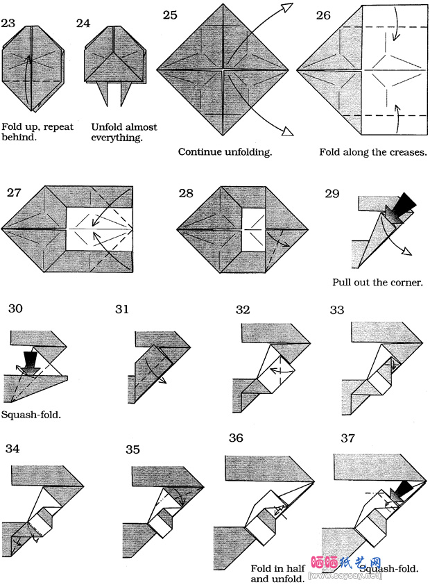 John Montroll的双色浣熊折纸图谱教程图片步骤3