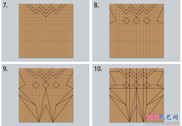 跳跳鱼手工折纸教程图片步骤2-www.saybb.net