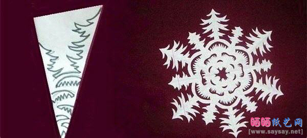 简单的剪纸教程雪花图案及成品图4-www.saybb.net