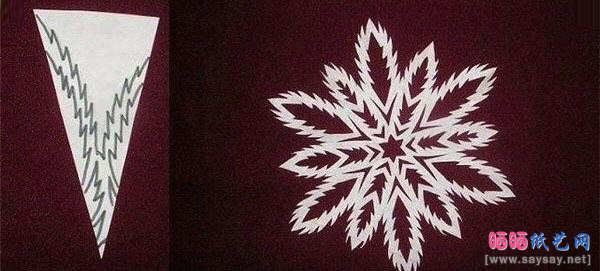简单的剪纸教程雪花图案及成品图5-www.saybb.net