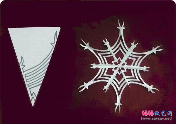简单的剪纸教程雪花图案及成品图6-www.saybb.net