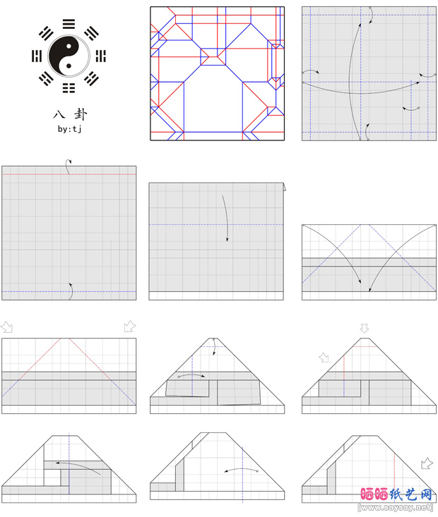 组合折纸八卦图图片步骤2-WWW.SAYSAY.NET