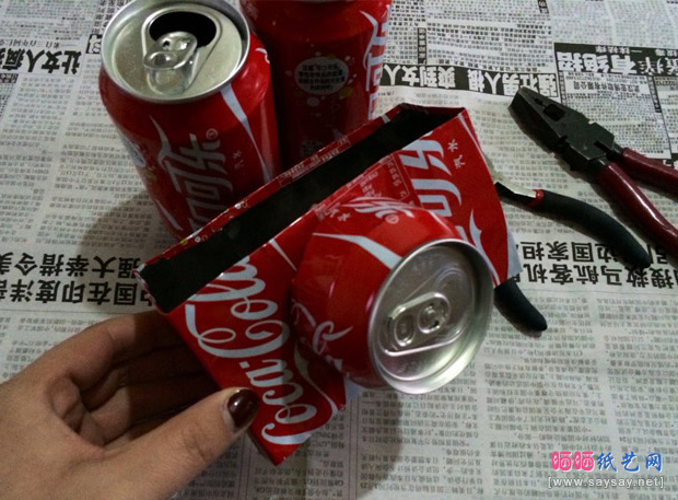 废弃易拉罐手工制作漂亮相机模型图片步骤9