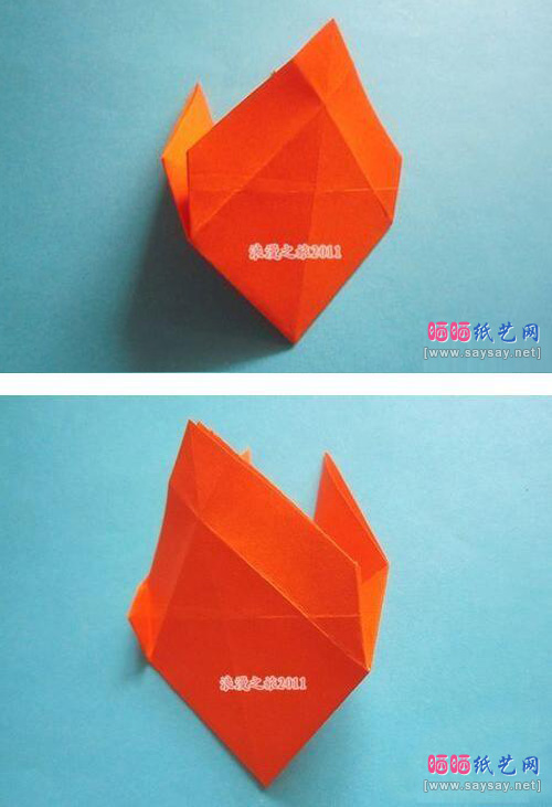 带翅膀的心形糖果盒折纸实拍教程图片步骤7