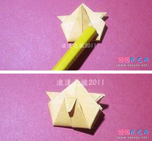 儿童手工立体乌龟折纸实拍教程图片步骤16