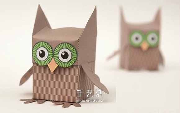 纸模型教程猫头鹰收纳盒的折纸方法-www.saybb.net