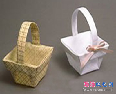 实在折纸之纸艺蓝子的折法完成效果图