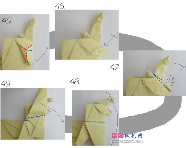怪兽哥斯拉折纸实拍教程图片步骤13-www.saybb.net