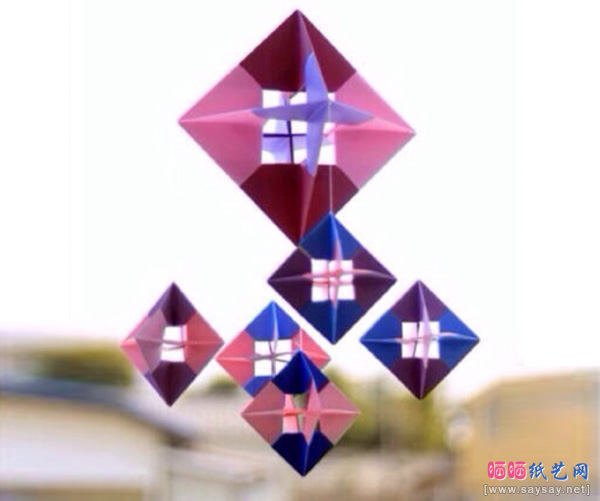 风车式镂空几何折纸教程-www.saybb.net