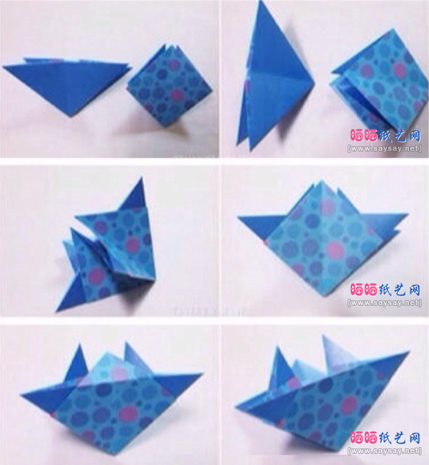 风车式镂空几何折纸教程图片步骤2-www.saybb.net