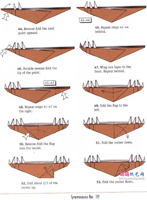 RobertJLang的暴龙头骨折纸图谱教程图片步骤6-WWW.SAYSAY.NET