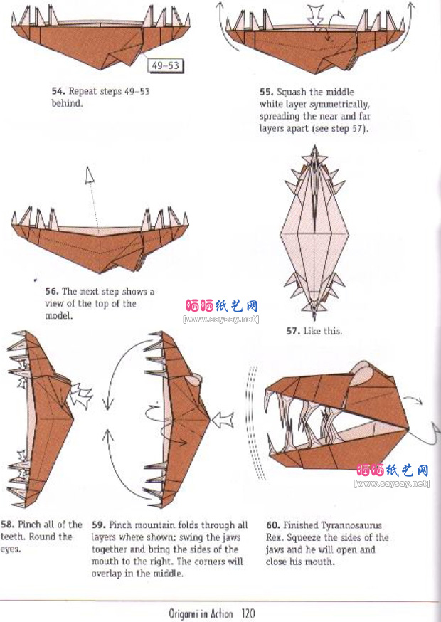 RobertJLang的暴龙头骨折纸图谱教程图片步骤7-WWW.SAYSAY.NET