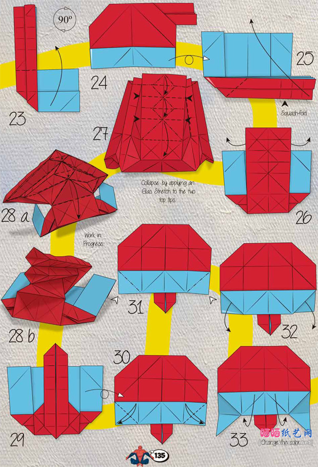 儿时英雄蜘蛛侠折纸图谱教程步骤3-www.saybb.net
