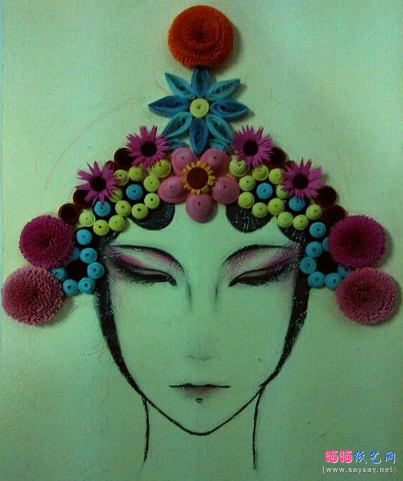 漂亮的花旦衍纸制作教程图片步骤2-www.saybb.net