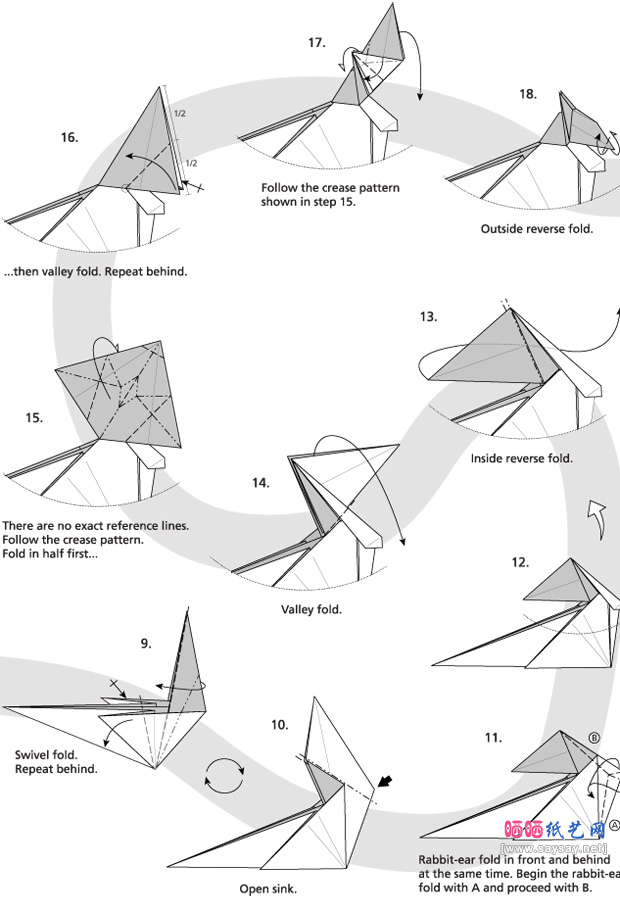 FabianaSanapanya手工折纸黑白猫的折法图片步骤2-www.saybb.net