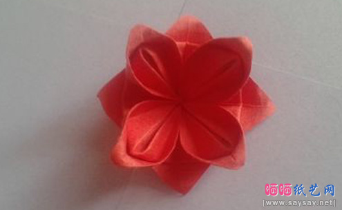 漂亮的火莲花折纸实拍图文教程完成效果图-www.saybb.net