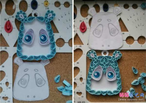 超级可爱的开心消消乐之太极泪卷小河马衍纸教程步骤4-www.saybb.net