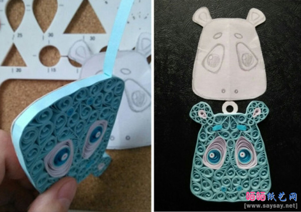 超级可爱的开心消消乐之太极泪卷小河马衍纸教程步骤5-www.saybb.net