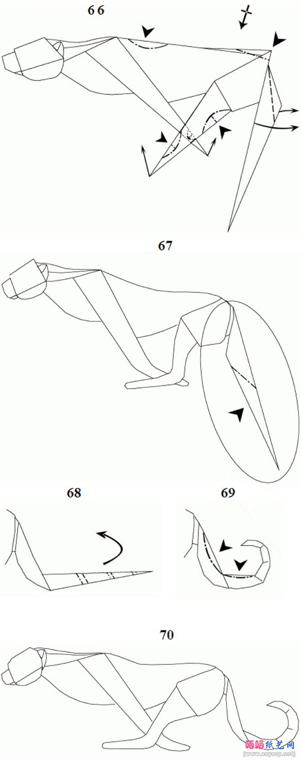 行动中的猎豹折纸方法教程步骤11-www.saybb.net