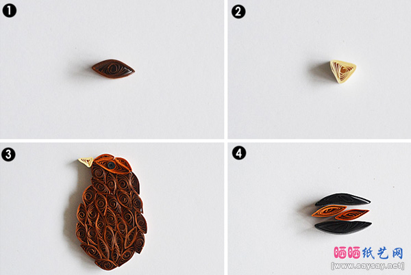 中国风红梅衍纸画制作方法教程步骤8-www.saybb.net