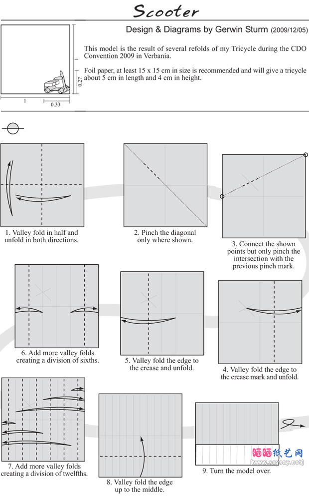 GerwinSturm的二轮摩托车折纸图谱教程步骤1-www.saybb.net