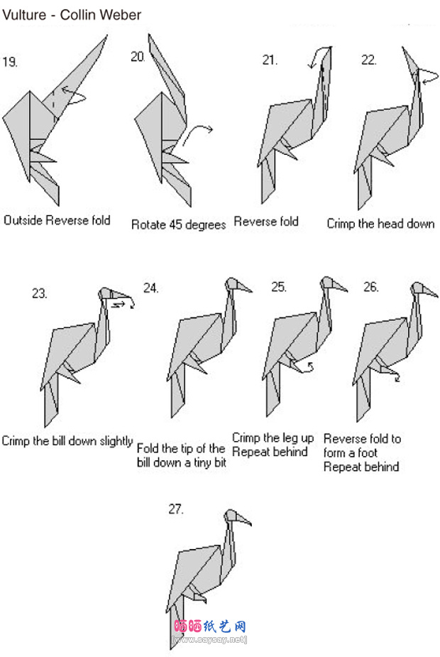 秃鹰折纸图谱教程步骤2-www.saybb.net