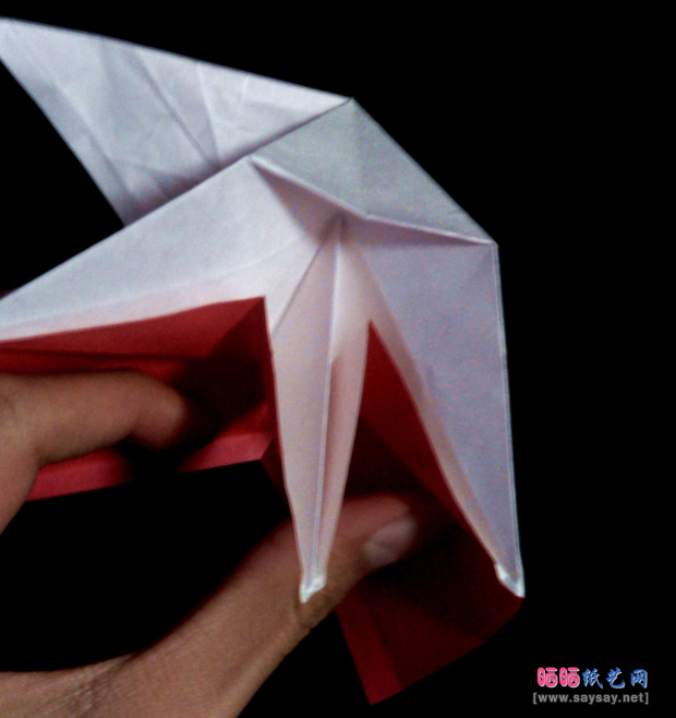圣诞节手工：圣诞纸鹤折纸CP及实拍教程步骤19-www.saybb.net