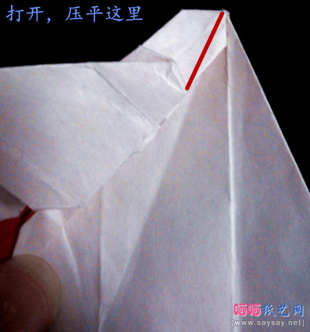 圣诞节手工：圣诞纸鹤折纸CP及实拍教程步骤26-www.saybb.net