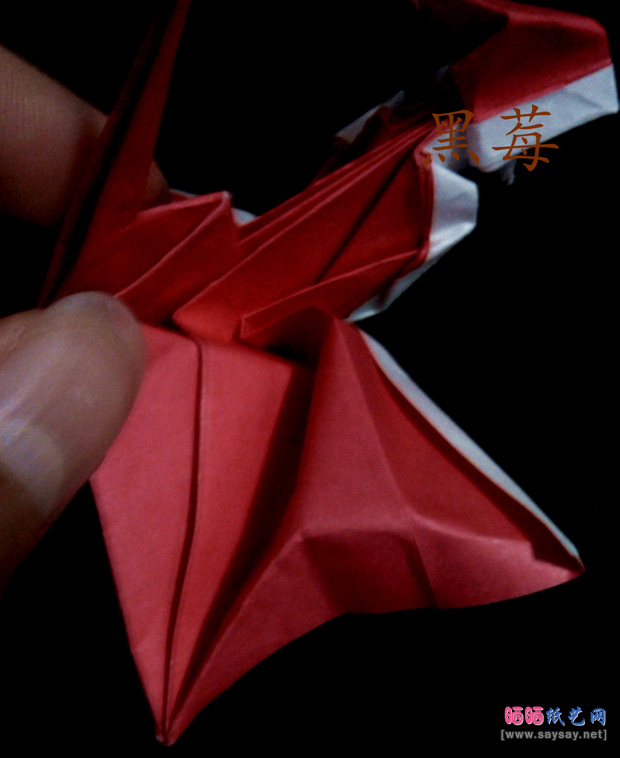 圣诞节手工：圣诞纸鹤折纸CP及实拍教程步骤39-www.saybb.net