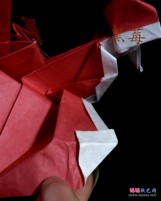 圣诞节手工：圣诞纸鹤折纸CP及实拍教程步骤40-www.saybb.net