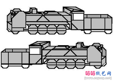 组合折纸蒸汽机车手工折纸教程完成效果图-www.saybb.net