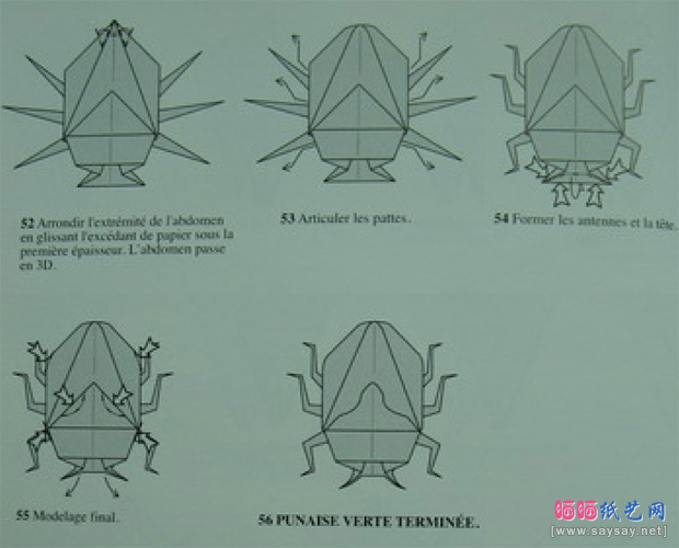 金龟子手工折纸图谱教程完成步骤5-www.saybb.net