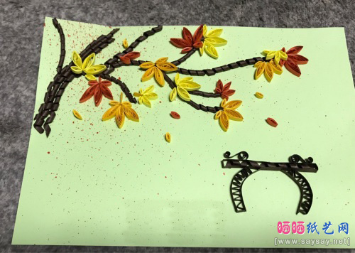美丽的枫叶衍纸画手工制作步骤19-www.saybb.net