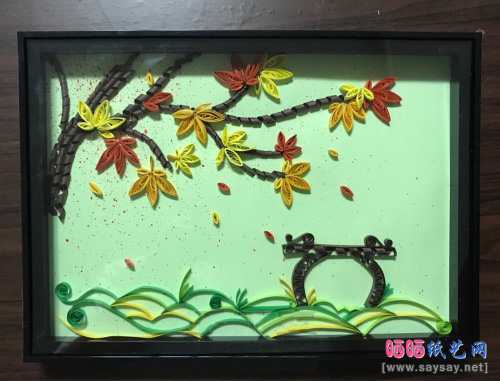 美丽的枫叶衍纸画手工制作步骤22-www.saybb.net