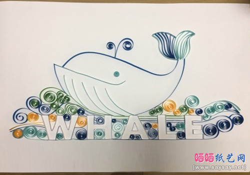 可爱的小鲸鱼衍纸画制作教程步骤8-www.saybb.net