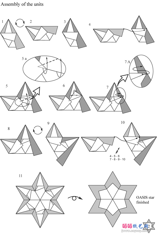 Francesco Mancini的绿洲之星折纸图文教程步骤1-www.saybb.net