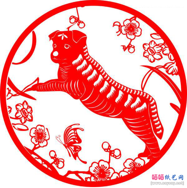 2018新年剪纸狗年窗花剪纸图案大全图案12-www.saybb.net