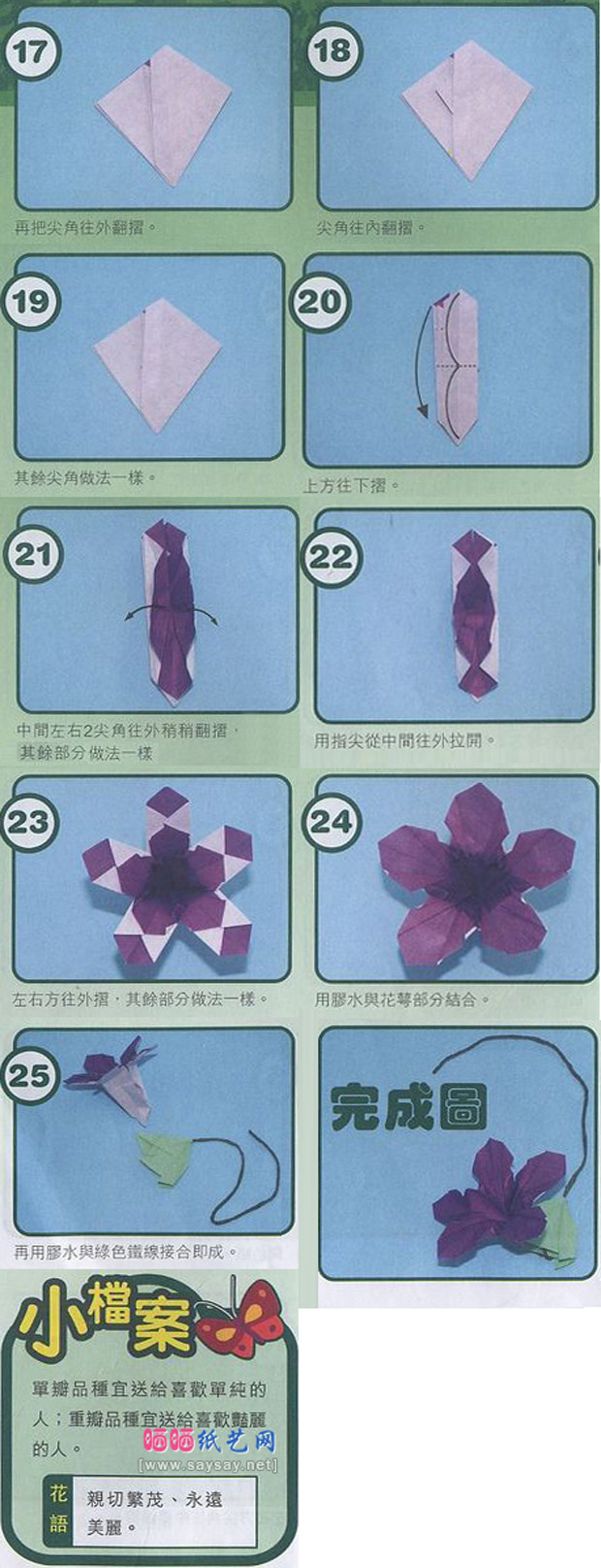 紫罗兰折纸教程步骤3-www.saybb.net