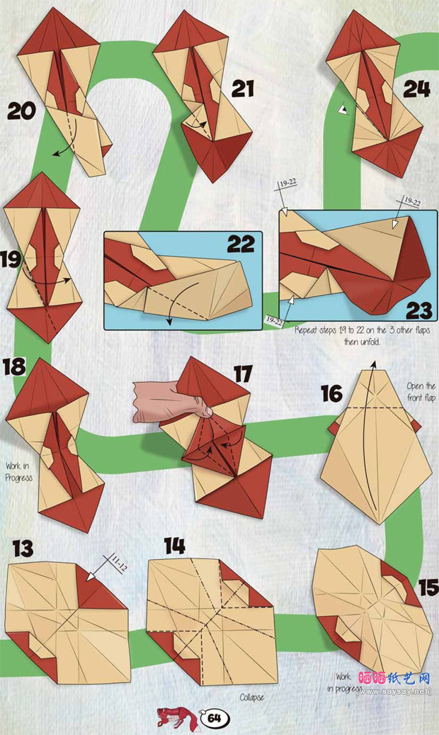 JoseMHerrera原创设计的回头望小狐狸折纸方法步骤2-www.saybb.net